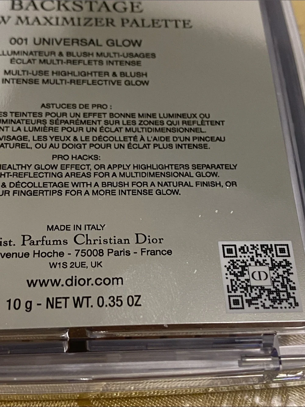 Dior Backstage Limited Edition 4-Color Shimmer Palette -New
